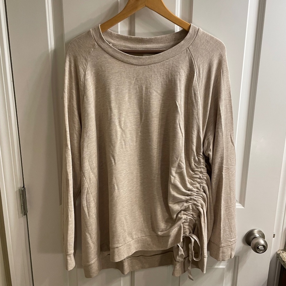 Lou & Grey Signature Soft Oatmeal Heather Sweatshirt with Side Tie, Size XXL